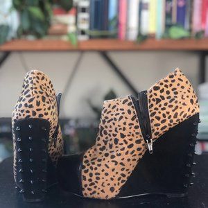 Vintage Japanese Designer Leopard Spike Wedges